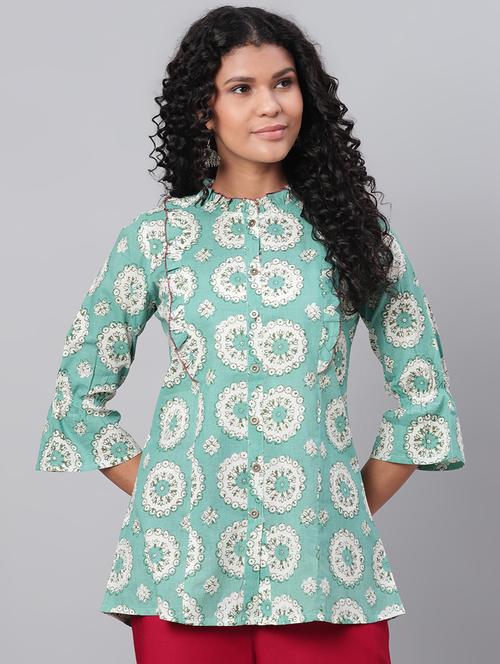 frill detail printed tunic - 17474378 - Very Small Image - 1
