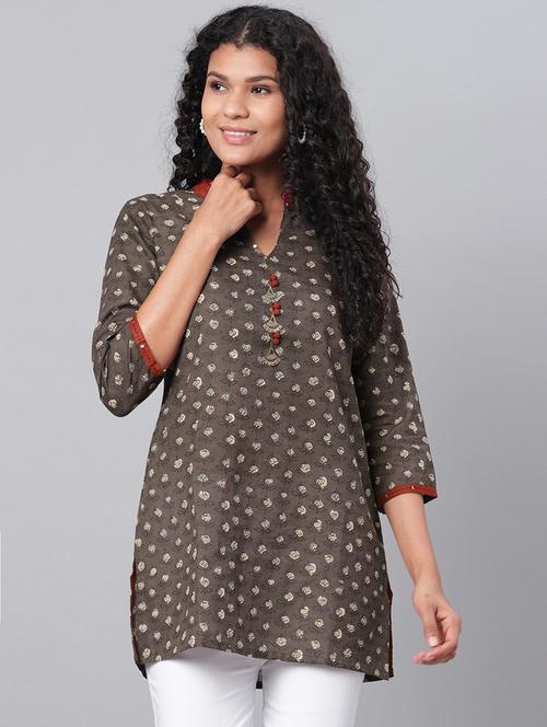 v neck printed tunic - 17474382 - Very Small Image - 1