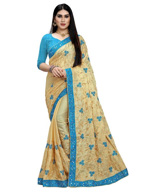 embroidered woven saree with blouse - 17474397 - Very Small Image - 1