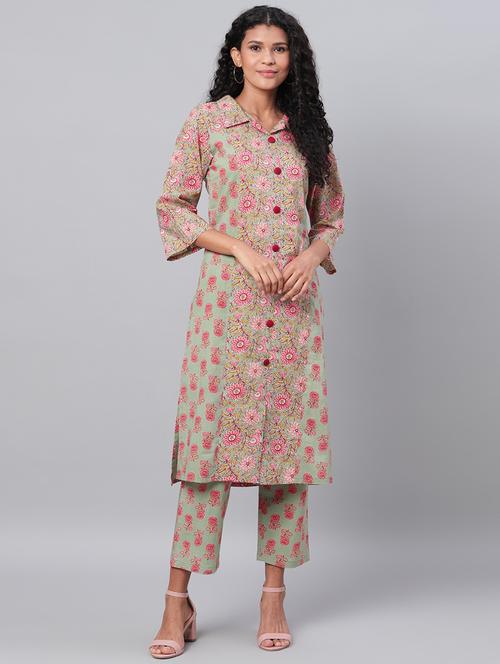 floral kurta pant set - 17474403 - Very Small Image - 1
