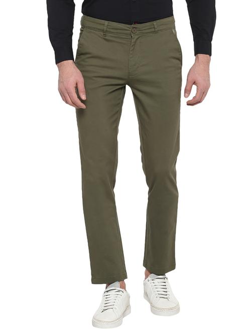olive green solid chinos - 17474735 - Very Small Image - 1
