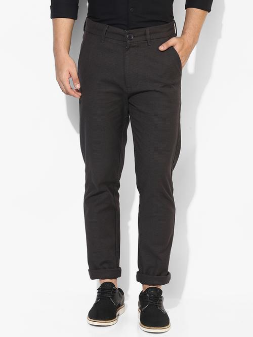 grey textured flat front casual trouser - 17474743 - Very Small Image - 1