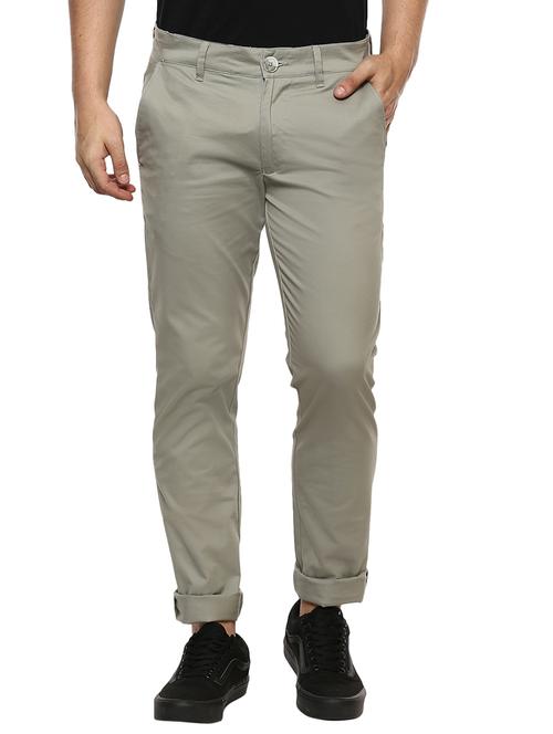 grey solid flat front casual trouser - 17474745 - Very Small Image - 1