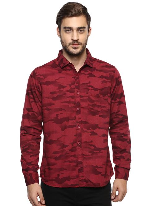 red camouflage print casual shirt - 17474877 - Very Small Image - 1