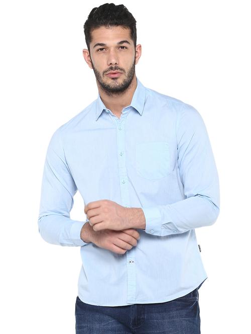 light blue solid casual shirt - 17474893 - Very Small Image - 1