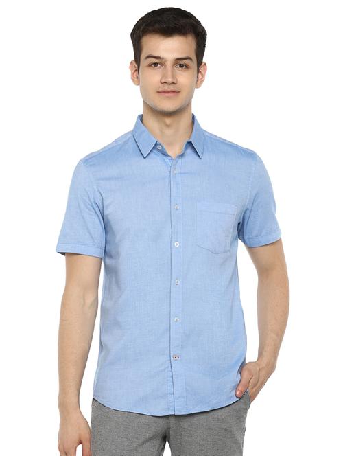 light blue solid casual shirt - 17474959 - Very Small Image - 1
