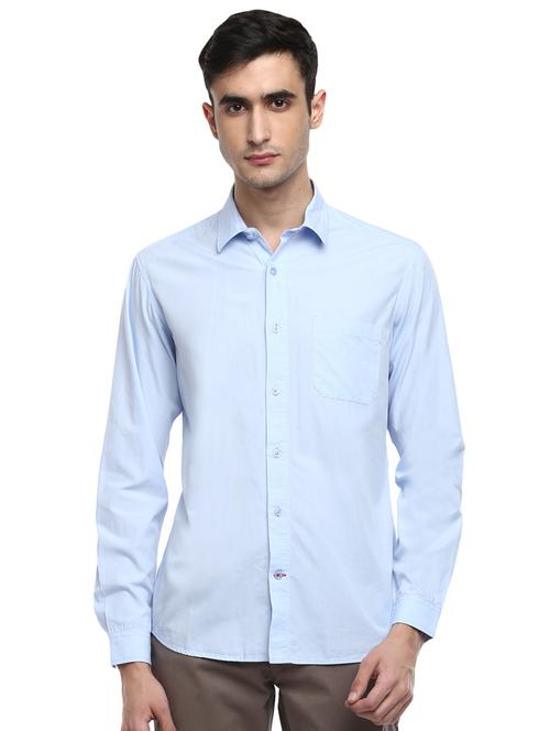 light blue solid casual shirt - 17474964 - Very Small Image - 1