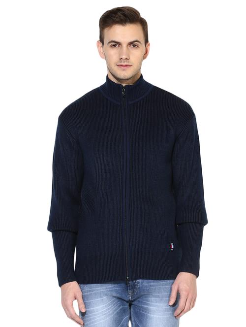 navy blue solid cardigan - 17474972 - Very Small Image - 1