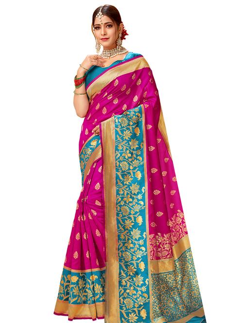 jacquard work woven saree with blouse - 17475013 - Very Small Image - 1