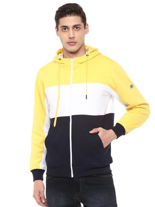 yellow color block casual jacket - 17475016 - Very Small Image - 1
