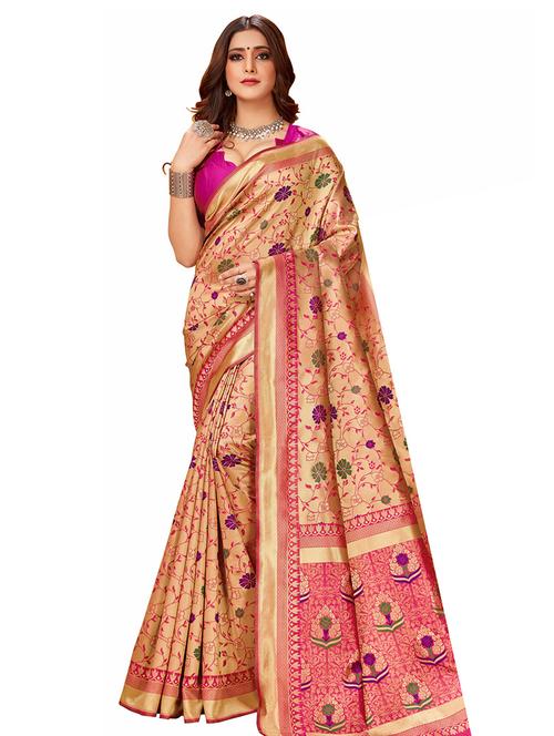 jacquard work woven saree with blouse - 17475019 - Very Small Image - 1