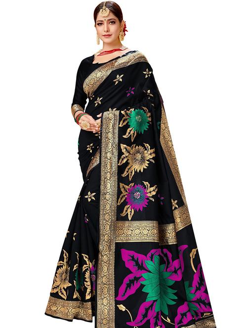 jacquard work woven saree with blouse - 17475036 - Very Small Image - 1