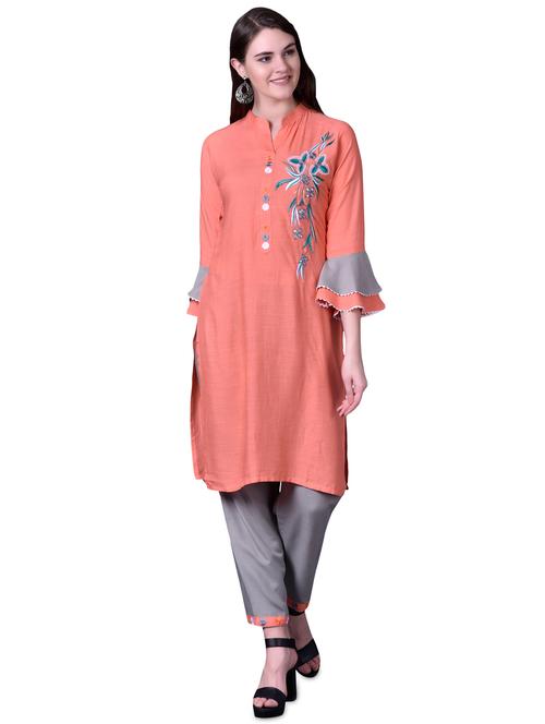 bell sleeves kurta pant set - 17476029 - Very Small Image - 1