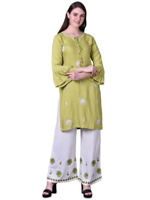 embroidered kurta palazzo set - 17476030 - Very Small Image - 1