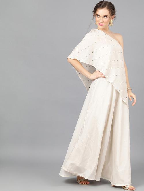 off white flared lehenga with cape blouse - 17476092 - Very Small Image - 1