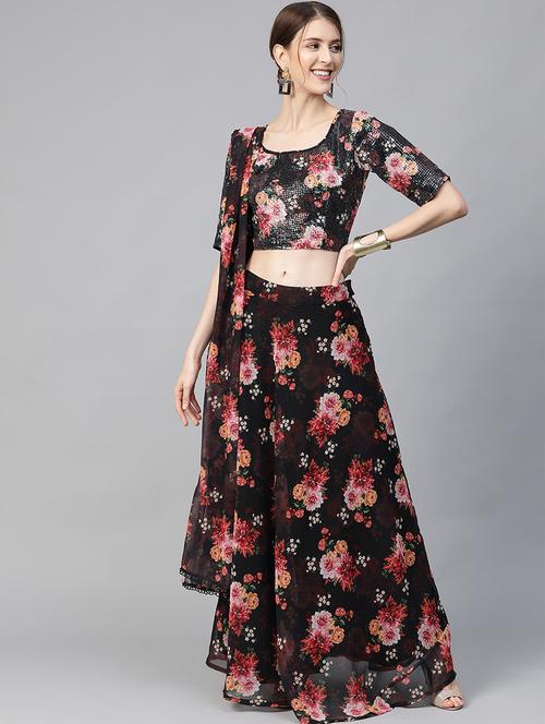floral print flared lehenga - 17476158 - Very Small Image - 1