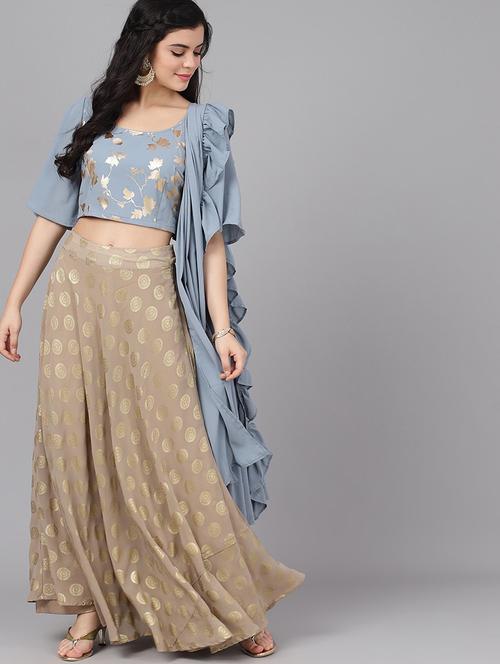 printed flared lehenga - 17476165 - Very Small Image - 1