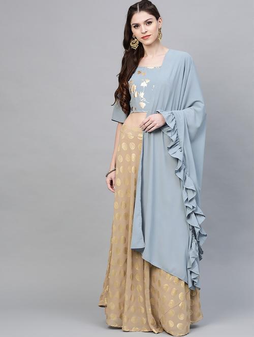 self design flared lehenga - 17476178 - Very Small Image - 1