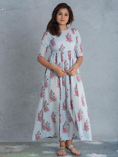 floral print fit & flare ethnic dress - 17476284 - Very Small Image - 1