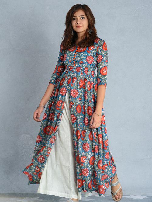 floral print fit & flare ethnic dress - 17476289 - Very Small Image - 1