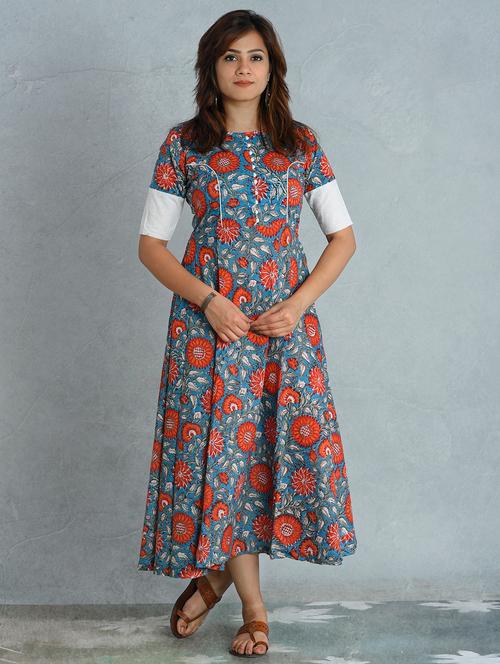 floral print fit & flare ethnic dress - 17476290 - Very Small Image - 1