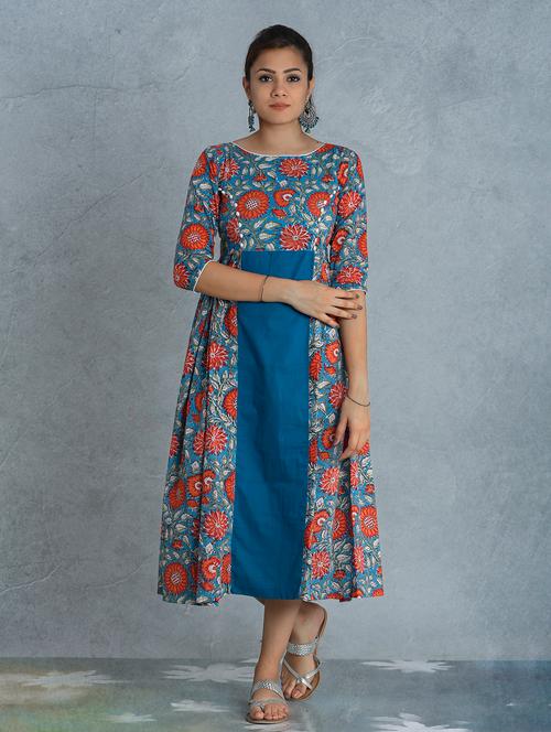 floral print fit & flare ethnic dress - 17476291 - Very Small Image - 1