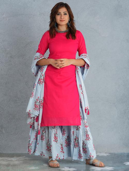 solid kurta sharara set - 17476294 - Very Small Image - 1