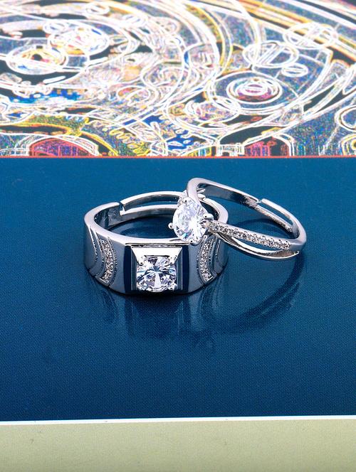 silver crystal combo ring - 17476355 - Very Small Image - 1