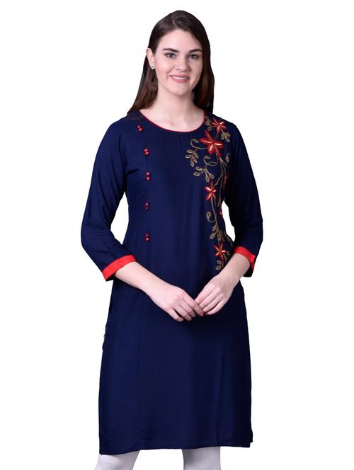 embroidered straight kurta - 17476796 - Very Small Image - 1