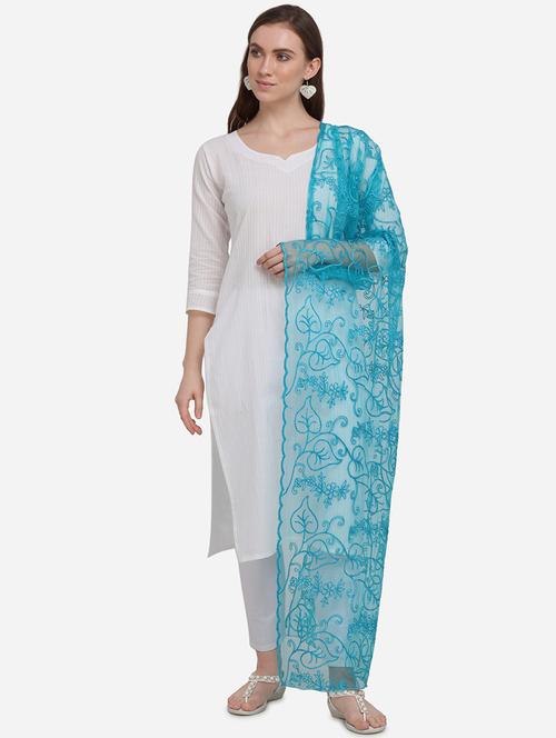 sky blue embroidered dupatta - 17476854 - Very Small Image - 1