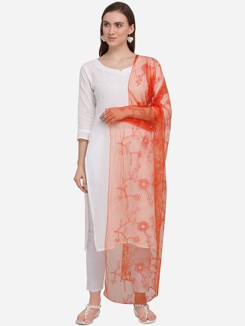 orange net dupatta - 17476865 - Very Small Image - 1