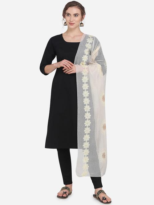 cream net dupatta - 17476902 - Very Small Image - 1