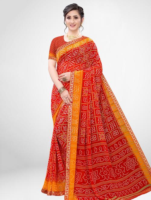 bandhani printed saree with blouse - 17476962 - Very Small Image - 1