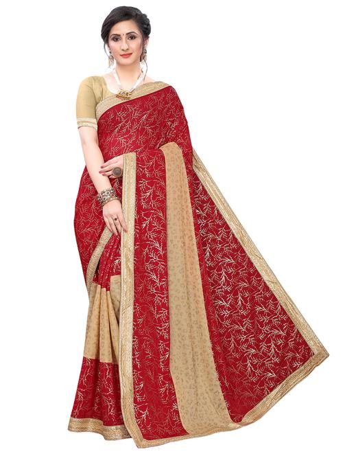 foil printed saree with blouse - 17477014 - Very Small Image - 1