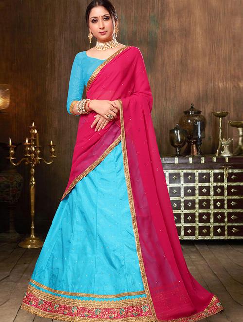 turquoise flared lehenga - 17477413 - Very Small Image - 1