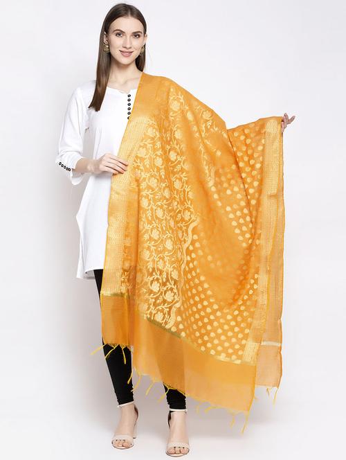 mustard chanderi dupatta - 17477546 - Very Small Image - 1