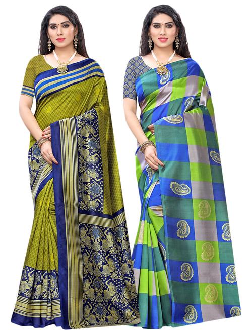 multi color set of 2 pcs saree with blouse - 17477641 - Very Small Image - 1