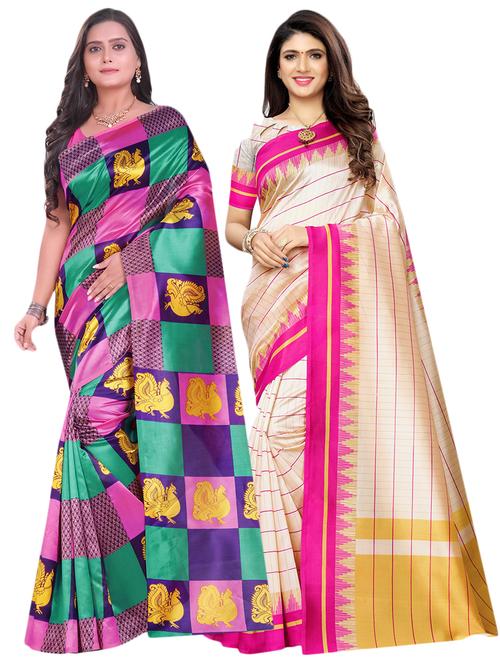 multi color 2 pcs saree - 17477661 - Very Small Image - 1