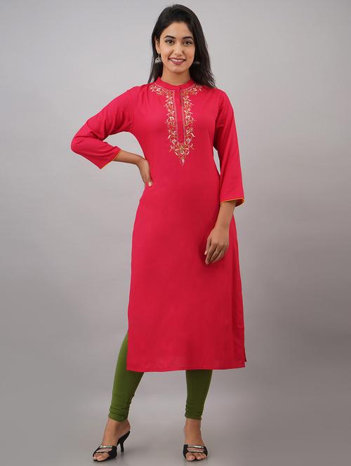 embroidered straight kurta - 17477764 - Very Small Image - 1