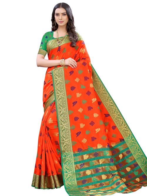 conversational banarasi saree with blouse - 17478506 - Very Small Image - 1