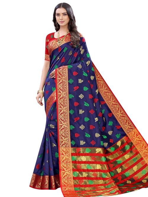 conversational banarasi saree with blouse - 17478507 - Very Small Image - 1