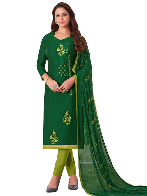 embroidered straight pants unstitched suit - 17478561 - Very Small Image - 1