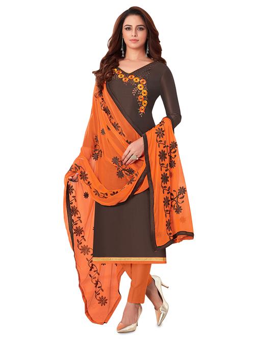 embroidered straight pants unstitched suit - 17478567 - Very Small Image - 1