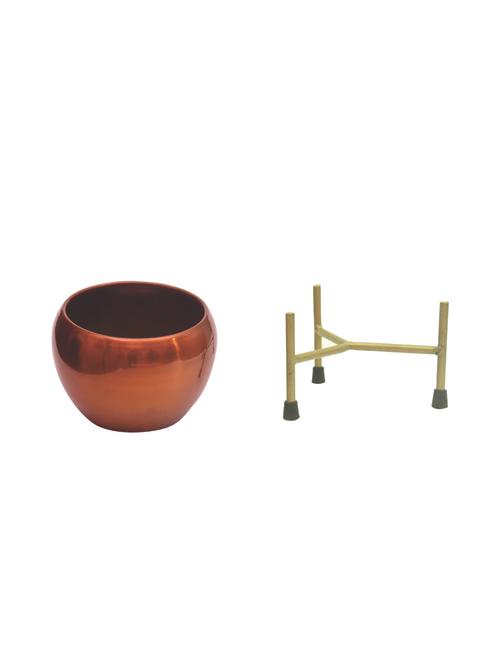 the golden bowls' table planter pots with stands in iron (16 cm, set of 1) - 17478838 - Very Small Image - 1