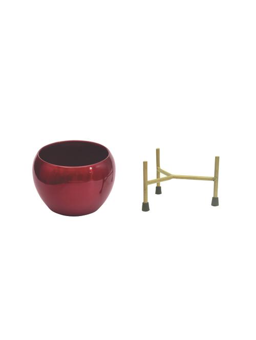 the green bowls' table planter pots with stands in iron (13 cm, set of 1) - 17478840 - Very Small Image - 1