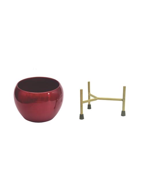 the green bowls' table planter pots with stands in iron (16 cm, set of 1) - 17478841 - Very Small Image - 1