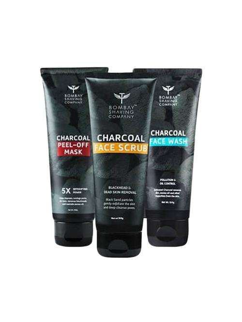 charcoal skin care travel pack with face wash, face scrub and peel off mask and travel bag (100 g x 3) - 17479097 - Very Small Image - 1