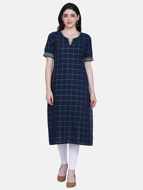 checkered straight kurta - 17479178 - Very Small Image - 1