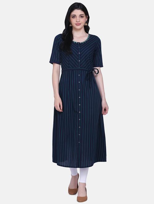 striped a-line kurta - 17479179 - Very Small Image - 1