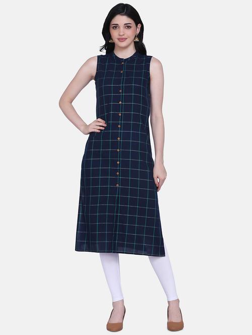 checkered straight kurta - 17479180 - Very Small Image - 1